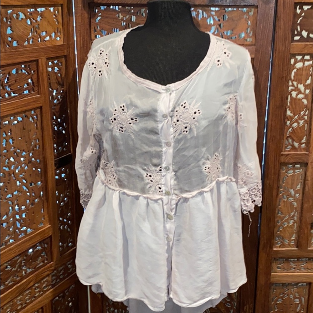 Bella France Dusty Rose Pink Silk Top. S